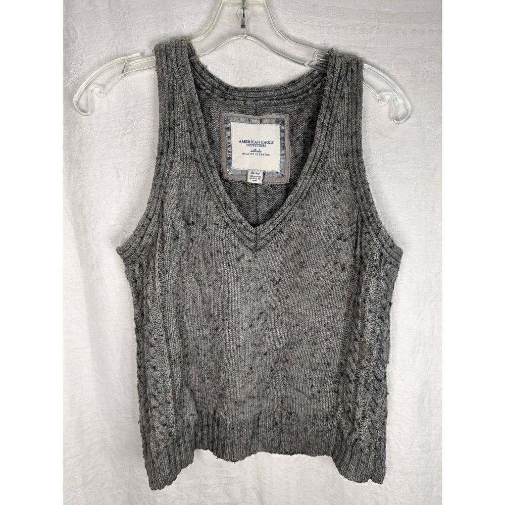 American Eagle Wool Blend Sweater Vest Gray M Medium